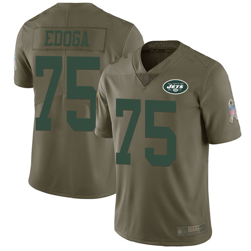 New York Jets Limited Olive Men Chuma Edoga Jersey NFL Football #75 2017 Salute to Service